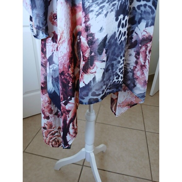 TOV Los Angeles Womens Blouse Tunic Size 40 Multicolor Animal Print Asymmetrical - Picture 7 of 16